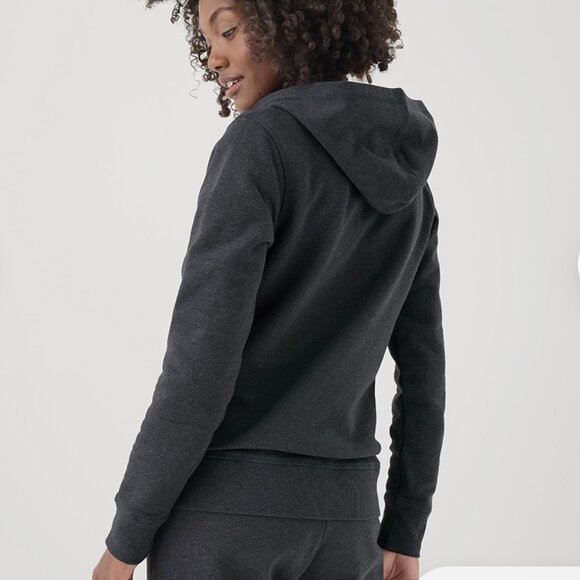 Pact Women's Cloud Brushed Fleece Zip Hoodie in Charcoal Heather - Picture 3 of 7
